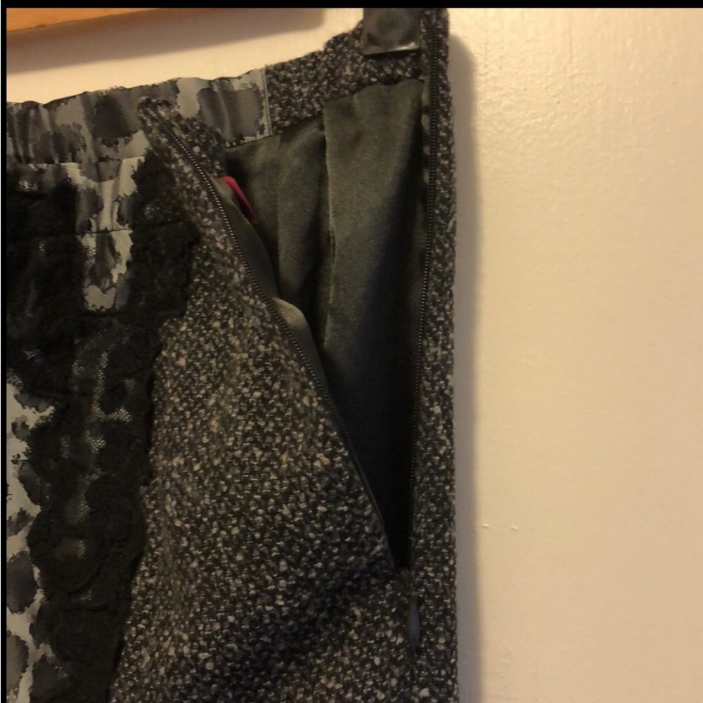 G.I.L.I. Black & Gray Tweed & Leopard Lace Trim Sides Skirt Style #A237483 XXS - Picture 9 of 11